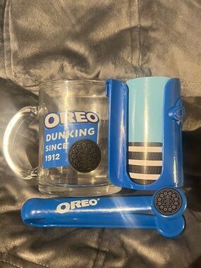 Oreo Dunking Mug Set, Removable Cookie Holder & Dunking Tongs, excellent cond.